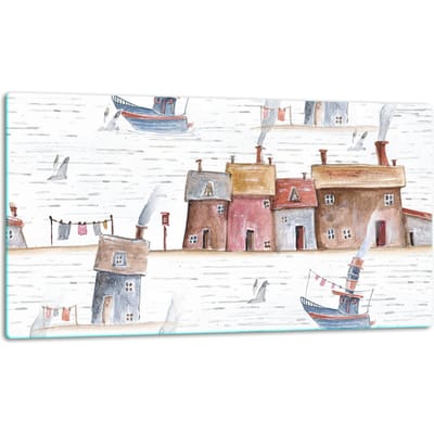 TMK ArtDeko - Glasplaat Snijplank - 52x30cm - Stad Motief - Veilig - Hittebestendig