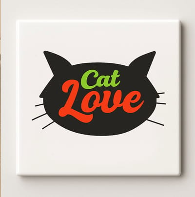 Cat Love Keramische Tegel – 15x15 cm Decoratieve Wandtegel met Schattig Katontwerp – Perfect Cadeau voor Kattenliefhebbers & Huisdecoratie