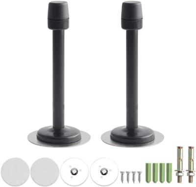2 Stuks Deurstoppers Roestvrij Staal Wandmontage Zware Bumper met Rubber Buffer 120mm Zwart