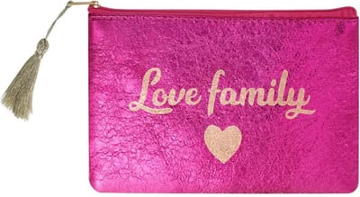 Yehwang - Make-up tas metallic love family - roze