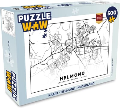 Puzzel Kaart - Helmond - Nederland - Legpuzzel - Puzzel 500 stukjes