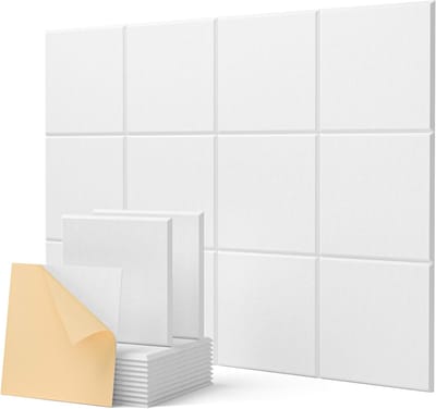 Famanu – Akoestische panelen, zelfklevend, 12 stuks, geluidsisolatie, wand, hoge dichtheid, polyester, akoestische panelen, afgeschuind randdesign, 30 x 30 x 0,9 cm
