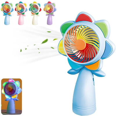 Hand Ventilator - Draagbare Ventilator - Mini Fan Oplaadbaar - Elektrisch Draagbare Handventilator - Kleine Portable Ventilator met USB - Mini Ventilator - Lichtgewicht - Stille - Met ledverlichting - Voor Thuiskantoor/Reizen/Buiten - 1 Stuk Blauw
