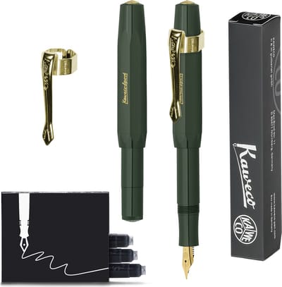 Kaweco (3delig) - Vulpen CLASSIC SPORT GROEN Fountain Pen - Fine - Nostalgie Oktogonal Clip Vergoldet - Doosje Vullingen