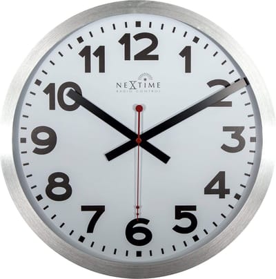 NeXtime Station Radio Controlled (DCF) – Wandklok – 35 cm – Aluminium – Wit