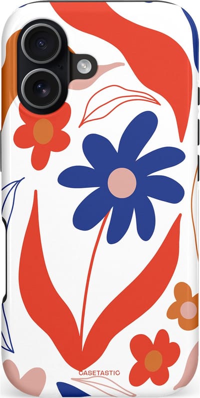 Casetastic hoesje geschikt voor Apple iPhone 17 - MagSafe - Dubbellaagse bescherming - Kleuren in bloei - Fashion Case - Wit Rood Perzik Donkerblauw