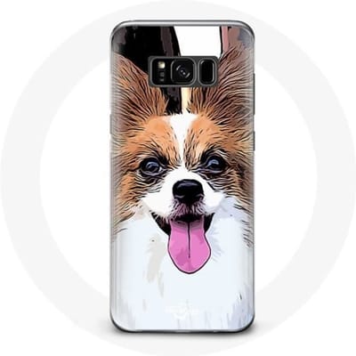 Hoesje voor Samsung Galaxy S8 Continental Miniatuurspaniël Vlinderpuppy Wit en Bruin