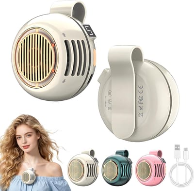 Stille Mini Bladloze Klemventilator - Oplaadbaar USB - 360° Roteerbaar - 3 Snelheden - Ophangbaar - Wit - Voor Buiten Reizen en Kantoor