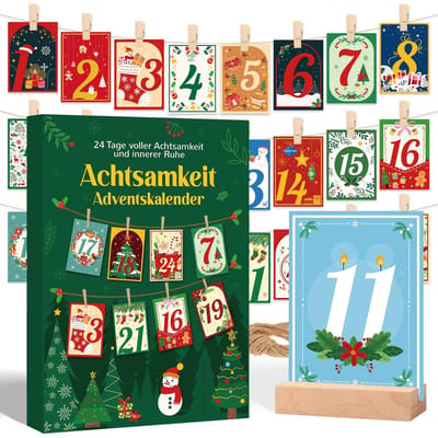 Dailygoods- Mindfulnesskalender 2025 - Adventskalender voor Vrouwen - Mindfulnesskaarten - Cadeau - Oefeningen - Motivatiereflectie - Met Clips en Draden