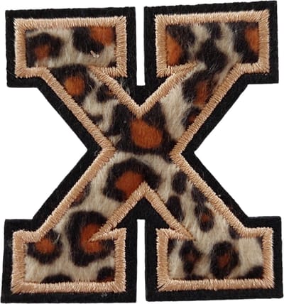 Strijk Embleem Alfabet Patch - Letter X - Panterprint - 6cm hoog - Letters Stof Applicatie - Geborduurd - Strijkletters - Patches - Iron On