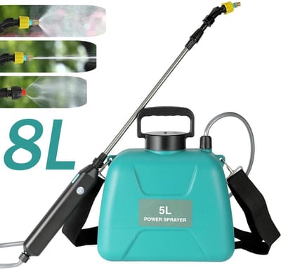 RosaBloom Elektrische Drukspuit – 8 Liter – Automatische Plantenspuit & Onkruidspuit – 3 Sproeistanden – Inclusief Schouderband – Groen