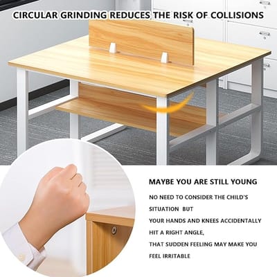 Home Office Bureau met Opbergrekken en Privacy Scherm 94.5x47.2 cm – Computer / Gaming Schrijftafel met Kabelmanagement, Houten Werkblad & Stalen Frame