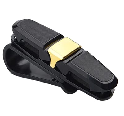 Zonnebril Houder Auto – Luxe Zonneklep Clip Zwart/Goud – Multifunctionele Brilhouder Auto – Anti-Kras & Stevige Klem – Auto Accessoire