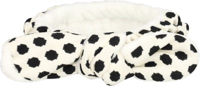 Haarsoires Haarband Make-Up 5cm – Beauty - Fluffy Strik - Stippen – Zwart Wit - Skincare & Spa Hoofdband