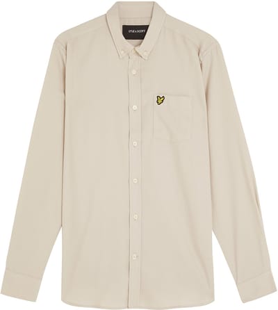 Lyle & Scott Plain Flannel Shirt - met lange mouwen - Heren Beige - Maat XL