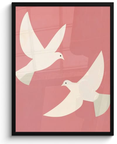 Poster in lijst - Fotolijst 50x70 cm - Posters - Duiven - Wit - Sierlijk - Posterlijst zwart - Decoratie - Wanddecoratie woonkamer - Muurdecoratie slaapkamer