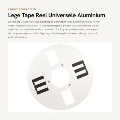 Lege Tape Reel 1/4 10 Inch - Universele Aluminiumlegering - Open Haspel - Professioneel Ontwerp - Duurzaam - Hoge Sterkte - Opnamespoel