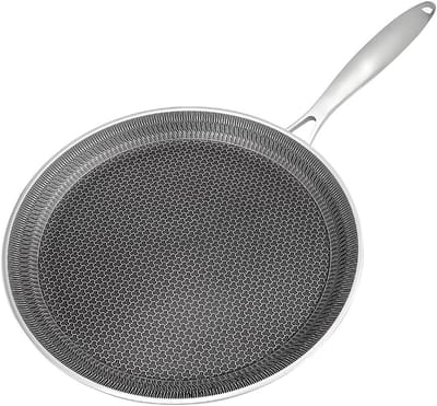 Pannenkoekenpan Roestvrijstaal - Crêpe pan - Ontbijt Bakken - Krasvaste Antiaanbaklaag - 26 cm