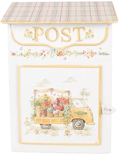 Clayre & Eef Brievenbus 23x13x32 cm Wit Metaal