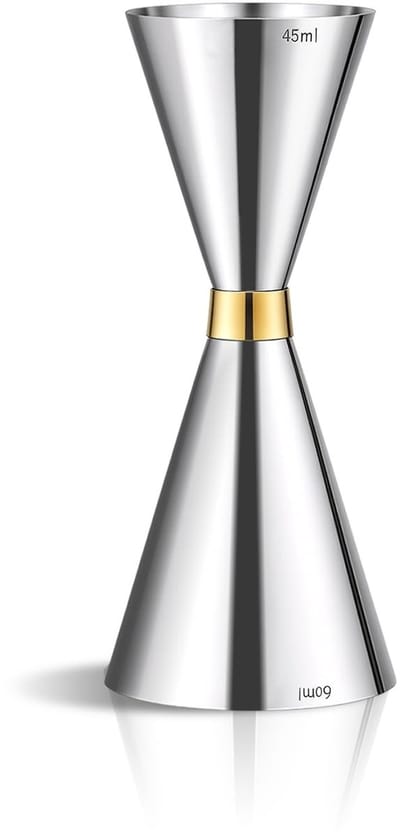 Dailygoods- Cocktail Jigger Dubbele Kop - Roestvrij Staal - 30ml/60ml - Maatbeker - Meting Markeringen - Duurzaam Ontwerp - 12,5 cm Hoog