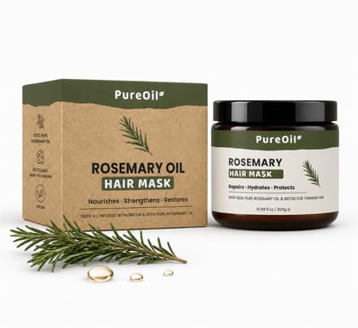 PureOil - Rozemarijn Olie Masker - 300ml - Haargroei Incl. Biotine - Haarmasker - Haarverzorging - Rosemary Oil - Incl. Ebook - Sinterklaas Cadeautjes - Black Friday Deals 2025
