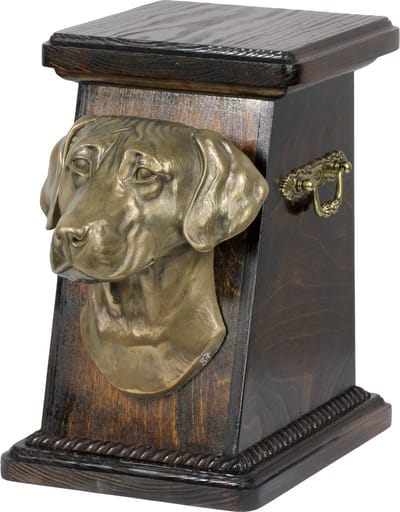 Elegante urn voor hondenas met beeld van Rhodesian Ridgeback of African Lionhound