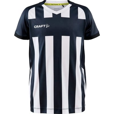 Craft Progress 2.0 Stripe Shirt Korte Mouw Kinderen - Zwart / Wit | Maat: 122/128