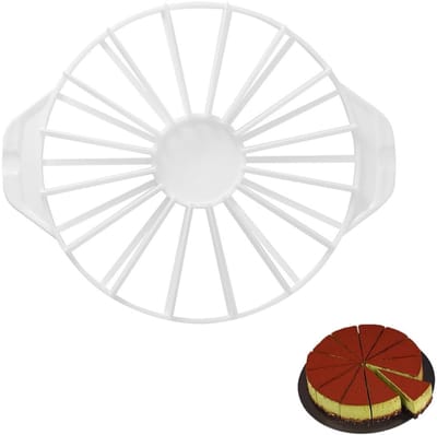 Dailygoods- Taartverdeler 14/16 stukken - Ronde Taartsnijder - Kunststof - Keukengadget - Maat 32,5 x 26,5 cm - Dubbelzijdig Design