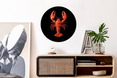 WallCircle - Wandcirkel - Muurcirkel - Kreeft - Papier - Origami papier - Rood - Aluminium - Dibond - 60x60 cm - Binnen en Buiten