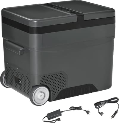 Draagbare elektrische koelbox met vriezer en koelkast, 2 zones, 45L capaciteit, ideaal voor buitenactiviteiten