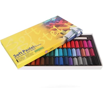 Zachte pastelkrijt 48 kleuren, kleurvast, zacht en droog pastelkrijt voor knutselprojecten en tekenen yellow