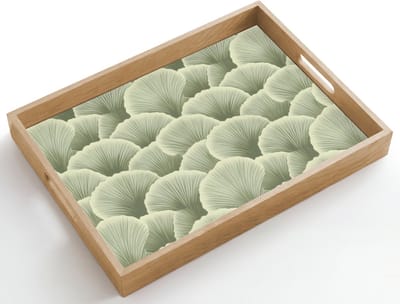 Dienblad hout 50x35 cm - Schootdienblad - Waaier - Blad - Groen - Borrelplank rechthoek - Plateau dienbladen