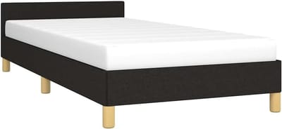 Bedframe met hoofdeinde - Ledikant slaapmeubel - Slaapkamer inrichting - Duurzame stof constructie - 90x190 cm - Zwart