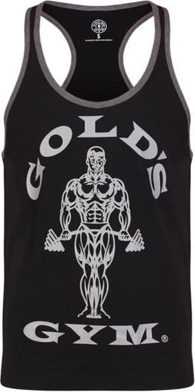 GGVST004 Muscle Joe Contrast Vest - Black/Grey Marl - S