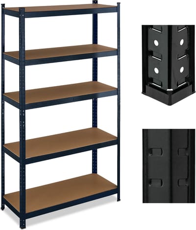 stellingkast - 500 kg - staal - 180 x 100 x 40 cm - 5 planken - kelder - garage - zwart