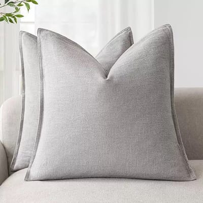 Kussenslopen Set - Kussenhoezen - 2 Stuks 40x40 cm - Zacht Ademend Met Randdecoratie - Voor Bank Bed Woonkamer - Grijs