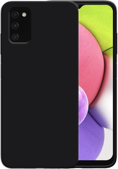Smartphonica Siliconen hoesje voor Samsung Galaxy A03s case met zachte binnenkant - Zwart geschikt voor Samsung Galaxy A03S