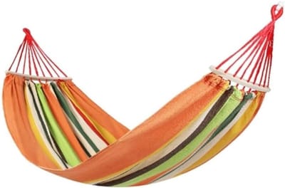 Hangmat met Houten Stok - Kampeerhangmat Schommelstoel - Ontspannen Buiten - Anti-Rollover Design - 200x150cm - Zwart
