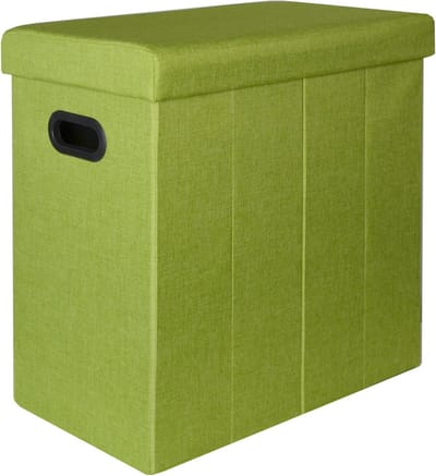 Opvouwbare Wasmand met Deksel en Handgrepen - Stabiele Waskist in Linnenlook met 70 liter Inhoud