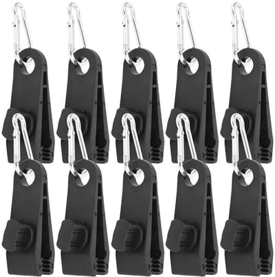 Tarp clips - Dekzeilclips 10 stuks - met musketonhaak - karabijnhaken klein - tentclip luifelclip - campingluifelclip - dekzeilclip dekzeilclip - outdoor activiteitenclip luifel - zwart