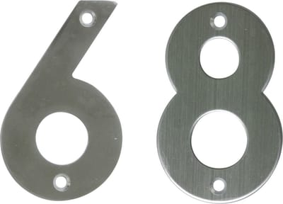 AMIG Huisnummer 68 - massief Inox RVS - 10cm - incl. bijpassende schroeven - zilver