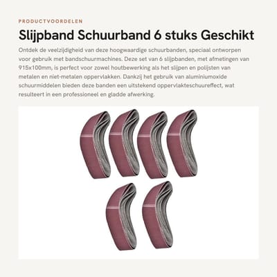 Dailygoods- Schuurband 6 stuks 915 x 100 mm - Schuurbanden 60/80/100/120/150/180 - Aluminiumoxide - Houtbewerking - Metalen hardware - Uitstekend oppervlakteschuureffect - Schuurmiddelen
