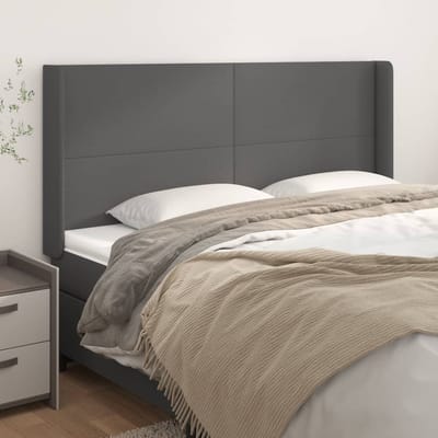 vidaXL - Hoofdbord - met - randen - 163x16x118/128 - cm - kunstleer - grijs