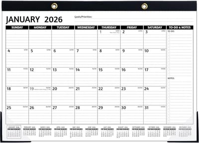 Bureaukalender 2026-2027 - 18 Maanden Overzicht - Middelgroot Formaat Zwart