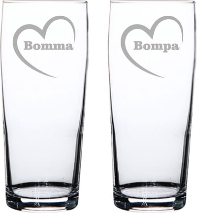 Bierfluitje gegraveerd - 19cl - Bomma-Bompa-hartje