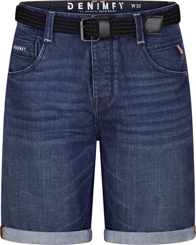DENIMFY Heren Short Broeken DFBo regular/straight Fit Blauw Volwassenen Jeans shorts heren - Korte spijkerbroek heren