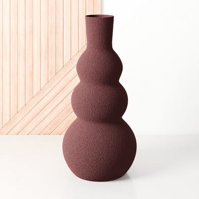 Fleuriek - Grote vaas Rood - H50 cm - Hoge bolvaas voor binnen of als decoratieve bloemenvaas, gekleurde ronde vaas van bio-kunststof - Vaas structuur