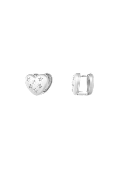 Oorbellen - hart - Clip - zilverkleur - Stainless steel - 2 kanten draagbaar