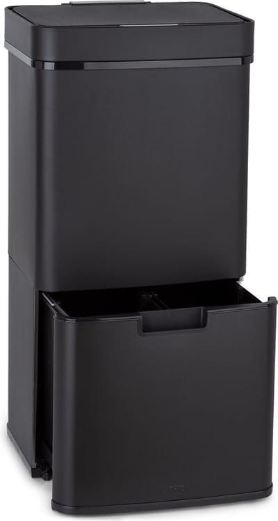 Klarstein Royal Trash Matte Black vuilnisemmer met sensor 72 L rvs matzwart - Afvalemmer - Afvalscheiding - Groen - Timer Geruisloos Soft-Close - Prullenbak Mülleimer - Sensorvuilnisbak