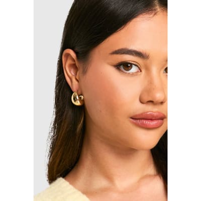 boohoo Dames Mini Chunky Hoep Oorbellen | Gold